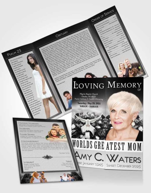 Obituary Funeral Template Gatefold Memorial Brochure Worlds Greatest Free Mom