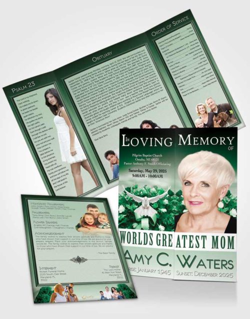 Obituary Funeral Template Gatefold Memorial Brochure Worlds Greatest Peaceful Mom