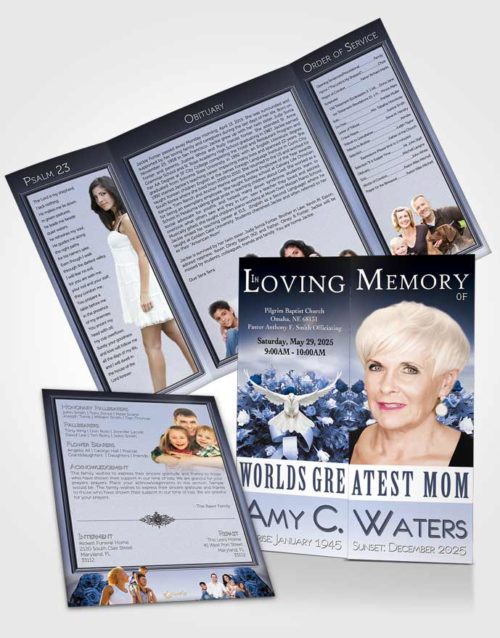 Obituary Funeral Template Gatefold Memorial Brochure Worlds Greatest Serene Mom