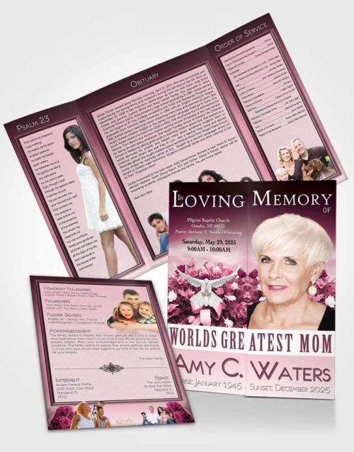 Obituary Funeral Template Gatefold Memorial Brochure Worlds Greatest Tranquil Mom
