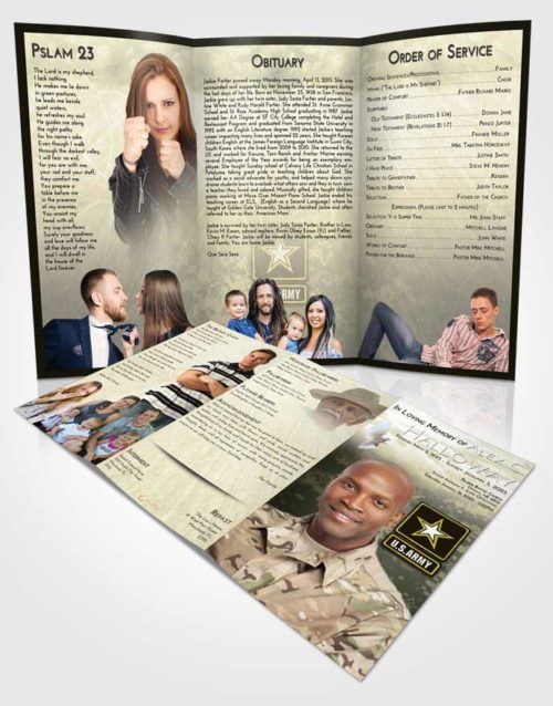 Obituary Template Trifold Brochure At Dusk Army Duty