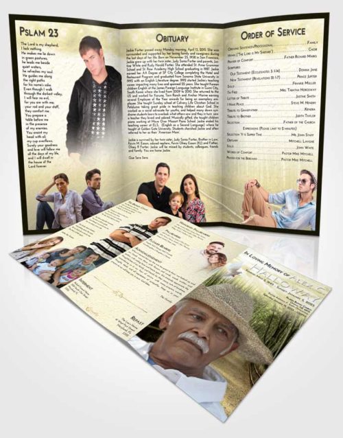 Obituary Template Trifold Brochure At Dusk Bamboo Forest