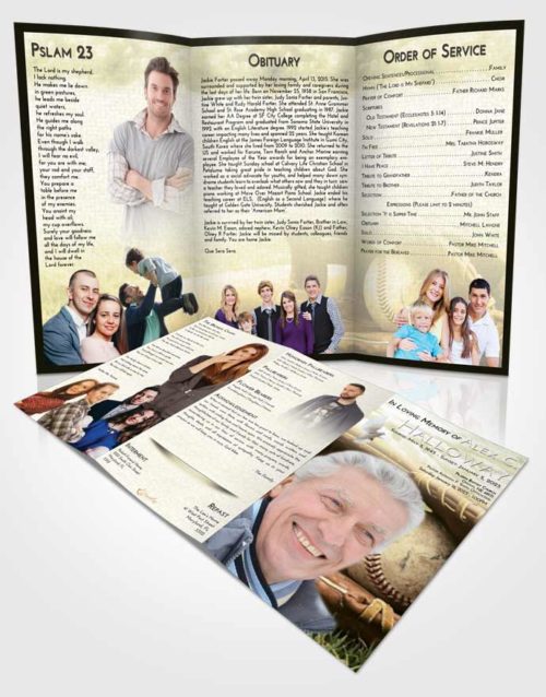 Obituary Template Trifold Brochure At Dusk Baseball Tranquility