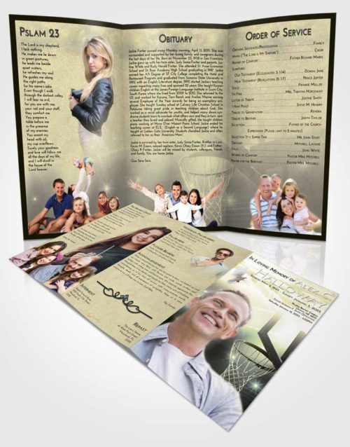 Obituary Template Trifold Brochure At Dusk Basketball Pride
