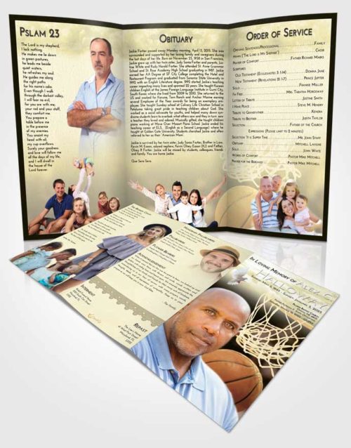 Obituary Template Trifold Brochure At Dusk Basketball Swish