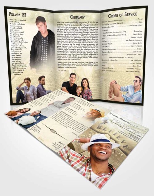 Obituary Template Trifold Brochure At Dusk Bible Belief