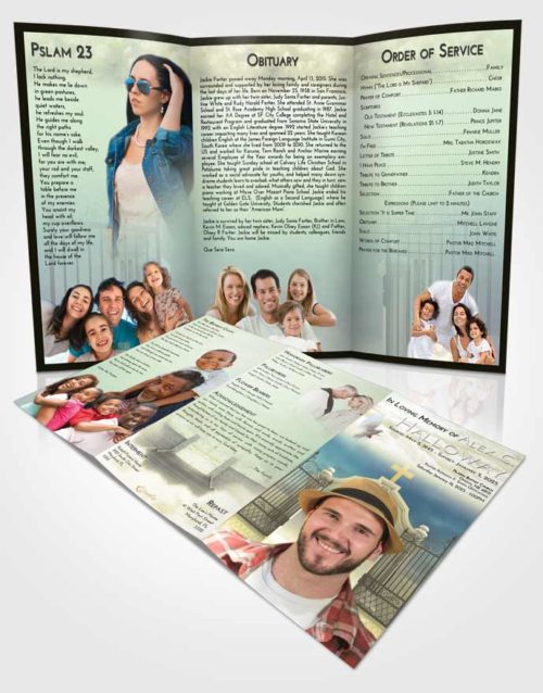 Obituary Template Trifold Brochure At Dusk Clear Gates For Heaven