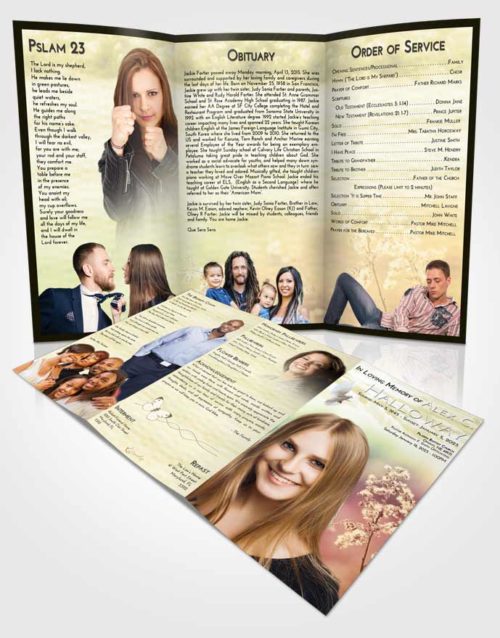 Obituary Template Trifold Brochure At Dusk Colorful Spring