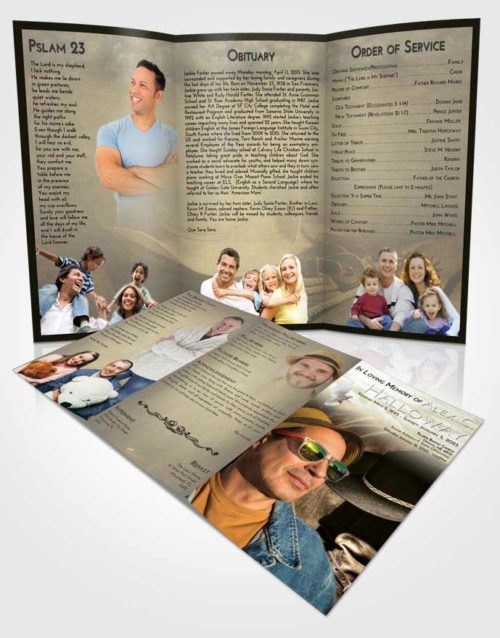 Obituary Template Trifold Brochure At Dusk Cowboy Desire