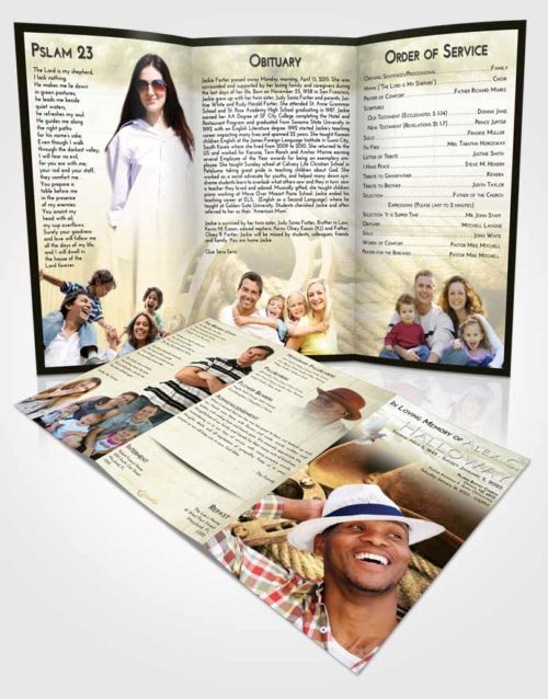 Obituary Template Trifold Brochure At Dusk Cowboy Divinity