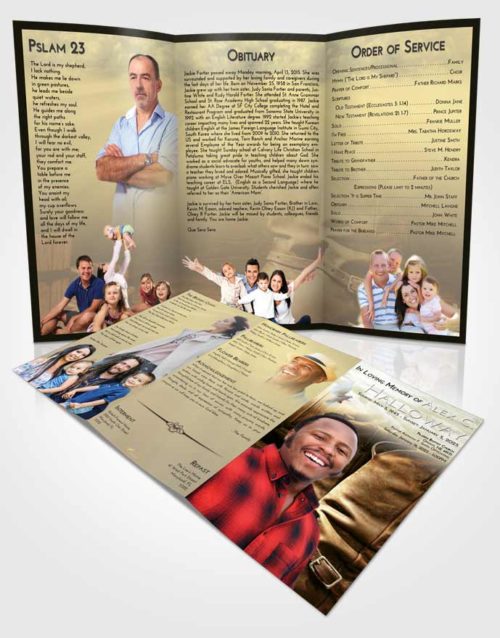 Obituary Template Trifold Brochure At Dusk Cowboy Love