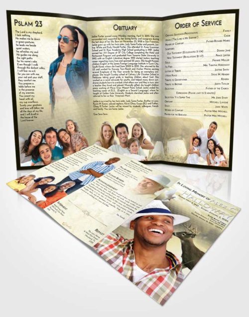 Obituary Template Trifold Brochure At Dusk Deer Game