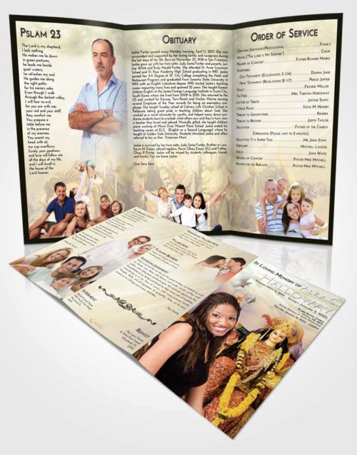 Obituary Template Trifold Brochure At Dusk Durga Tranquility