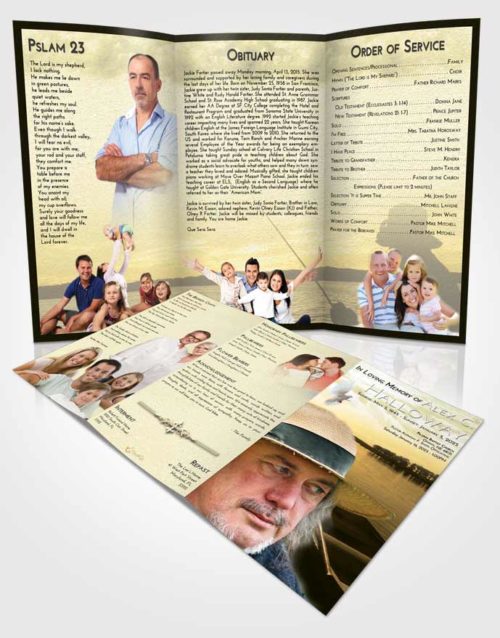 Obituary Template Trifold Brochure At Dusk Fishing Desire