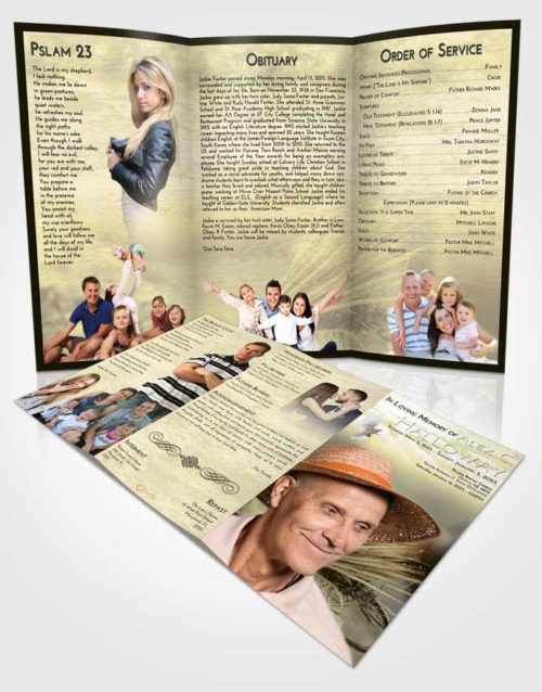 Obituary Template Trifold Brochure At Dusk Fishing Serenity