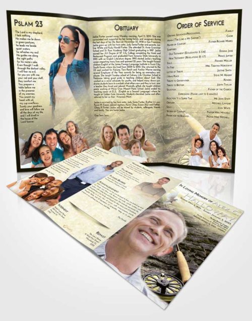 Obituary Template Trifold Brochure At Dusk Fishing on the Rocks