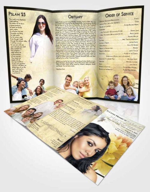 Obituary Template Trifold Brochure At Dusk Floral Dream