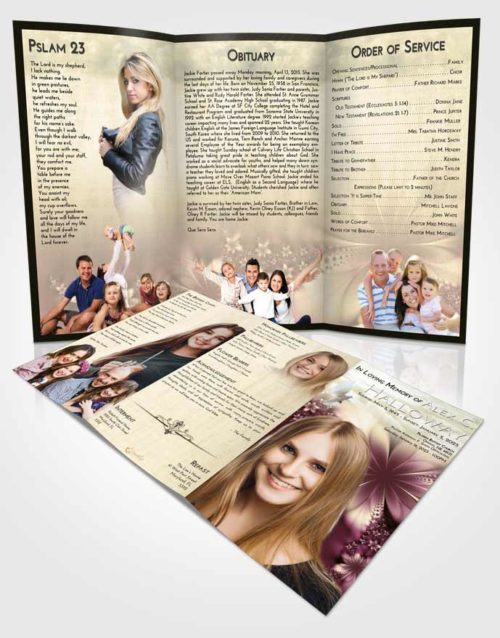 Obituary Template Trifold Brochure At Dusk Floral Lust