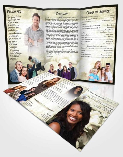 Obituary Template Trifold Brochure At Dusk Floral Mist