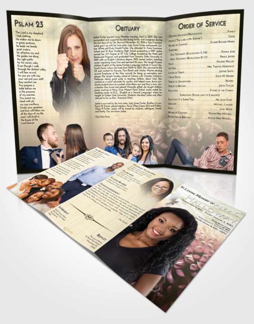 Obituary Template Trifold Brochure At Dusk Floral Morning