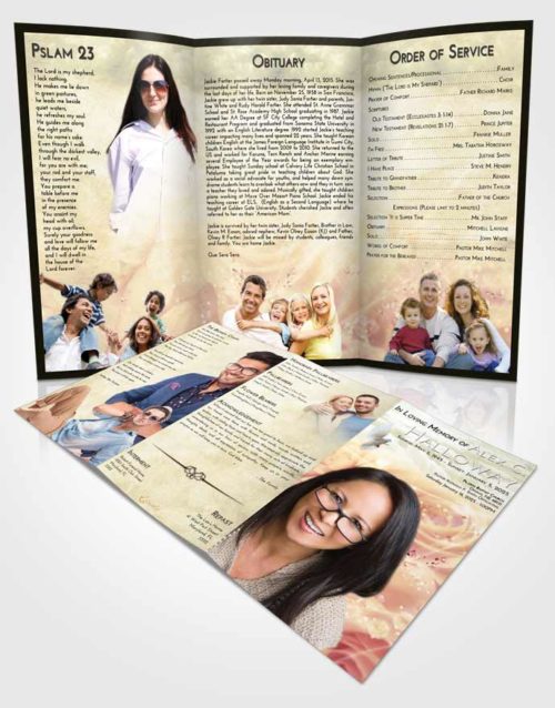 Obituary Template Trifold Brochure At Dusk Floral Relaxation