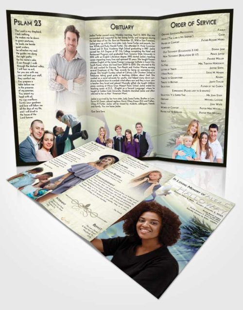 Obituary Template Trifold Brochure At Dusk Floral Style