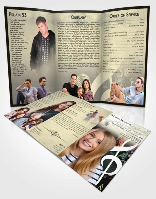 Obituary Template Trifold Brochure At Dusk G Clef
