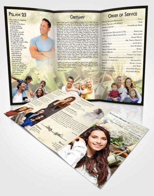 Obituary Template Trifold Brochure At Dusk Gardening Memories