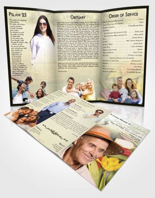 Obituary Template Trifold Brochure At Dusk Gardening Morning