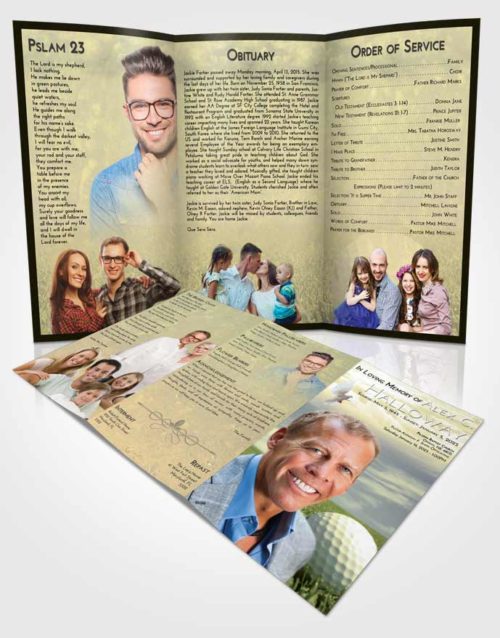 Obituary Template Trifold Brochure At Dusk Golf Serenity