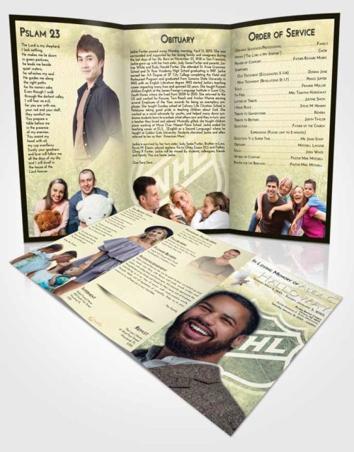 Obituary Template Trifold Brochure At Dusk Hockey Tranquility