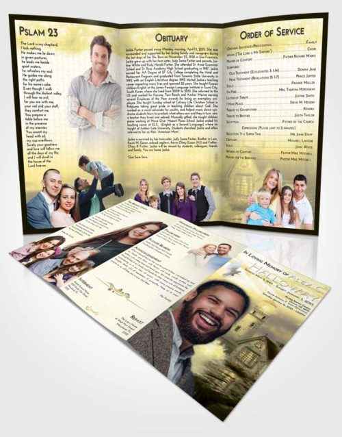 Obituary Template Trifold Brochure At Dusk Lighthouse Lookout