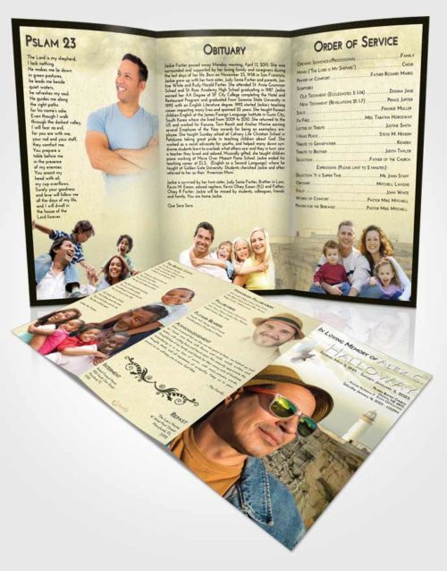 Obituary Template Trifold Brochure At Dusk Lighthouse Point