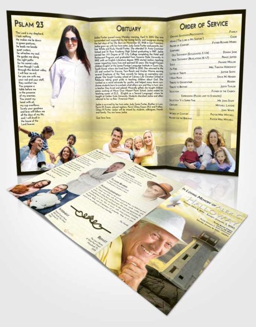 Obituary Template Trifold Brochure At Dusk Lighthouse Safety