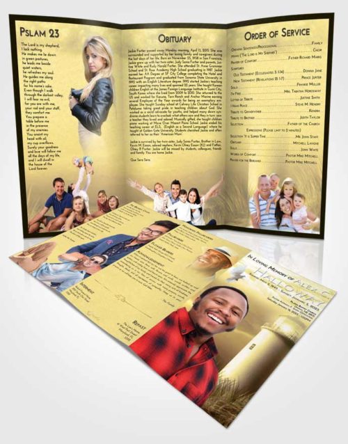 Obituary Template Trifold Brochure At Dusk Lighthouse Serenity
