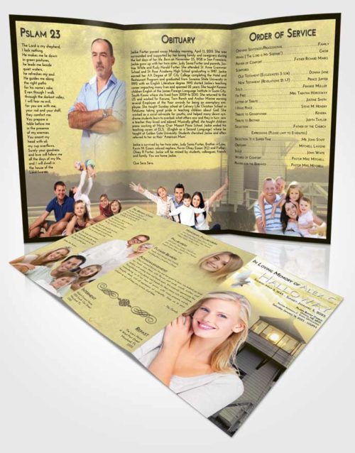 Obituary Template Trifold Brochure At Dusk Lighthouse Surprise