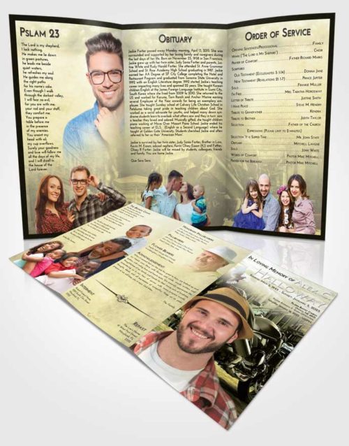 Obituary Template Trifold Brochure At Dusk Motorcycle Dreams