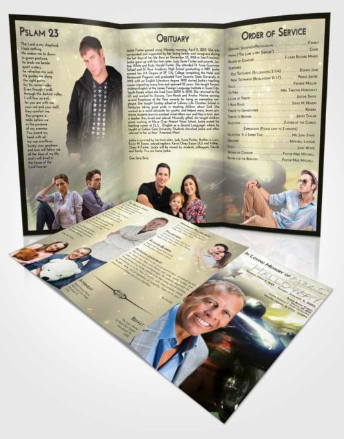 Obituary Template Trifold Brochure At Dusk Motorcycle Speed
