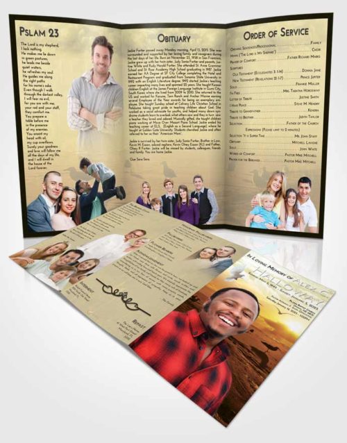 Obituary Template Trifold Brochure At Dusk Natural Beach
