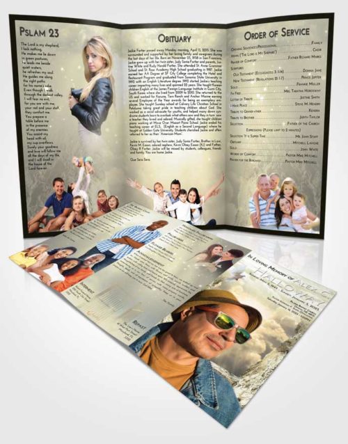 Obituary Template Trifold Brochure At Dusk Rocky Gates to Heaven