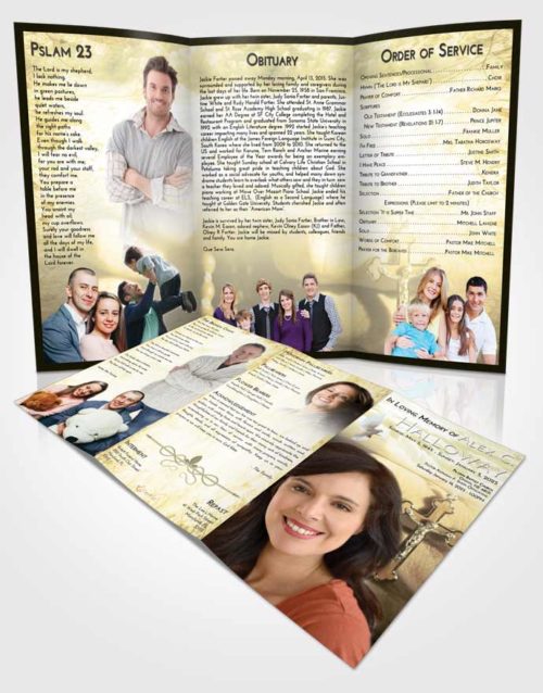 Obituary Template Trifold Brochure At Dusk Rosary Honor