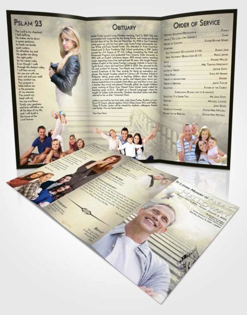 Obituary Template Trifold Brochure At Dusk Stairway to Freedom