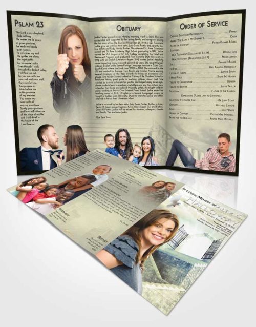 Obituary Template Trifold Brochure At Dusk Stairway to the Gates of Heaven