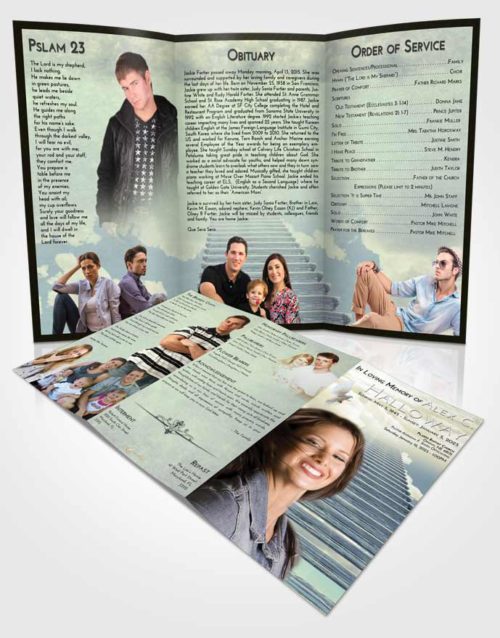 Obituary Template Trifold Brochure At Dusk Steps to Heaven