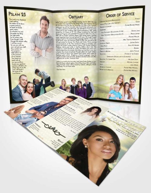 Obituary Template Trifold Brochure At Dusk Summer Fields