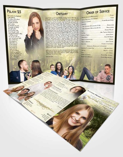 Obituary Template Trifold Brochure At Dusk Summer Forest