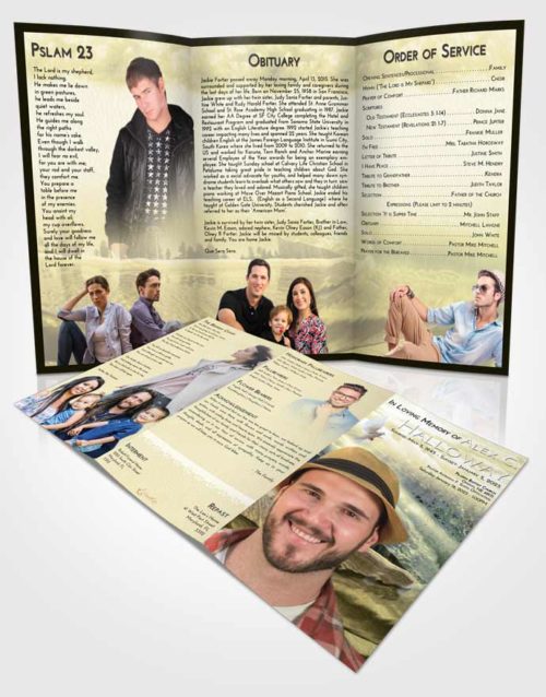 Obituary Template Trifold Brochure At Dusk Summer Waves