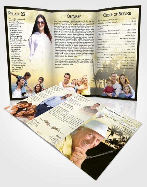 Obituary Template Trifold Brochure At Dusk Sunset in a Hammock
