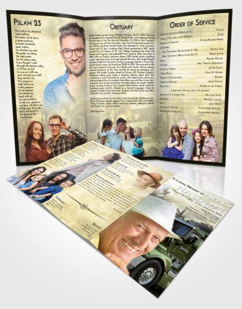 Obituary Template Trifold Brochure At Dusk Trucker Days