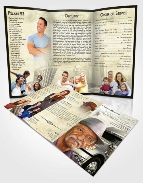 Obituary Template Trifold Brochure At Dusk Trucker Hours